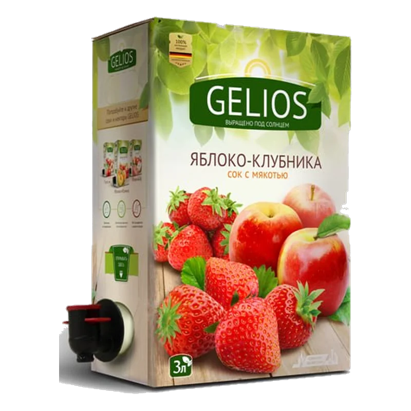 Сок Яблоко-Клубника с мякотью GELIOS